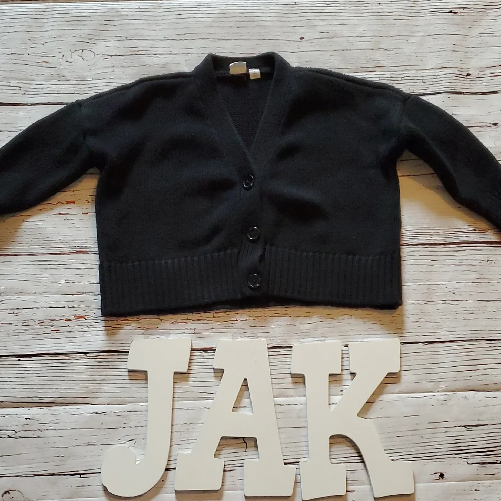 GAP Kids Black Knit Crop Sweater Cardigan
